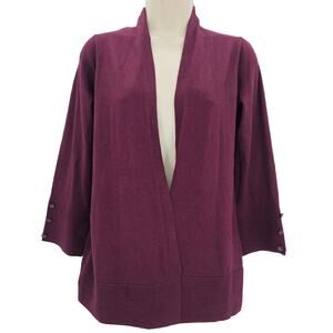 Evolution By Cyrus Womans size M Myna Button Sleeve Detail Cardigan Burgandy NEW